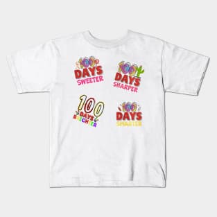 Colorful 100th Day Of School Stickers Pack Kids T-Shirt